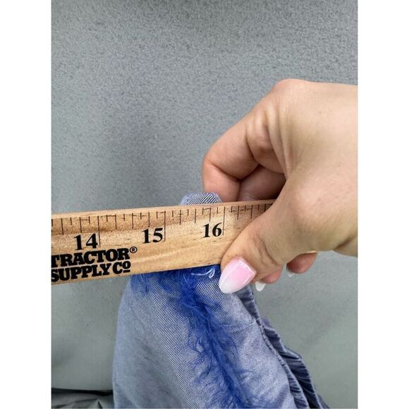 MARINA MOSCONE COTTON PAJAMA SET IN BLUE FEATHER TRIM SIZE M - Picture 9 of 11